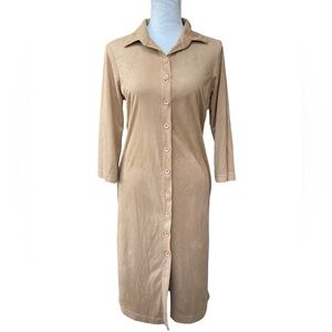 Vintage NWT tan long sleeve button up Alist by Wrapper western style boho dress
